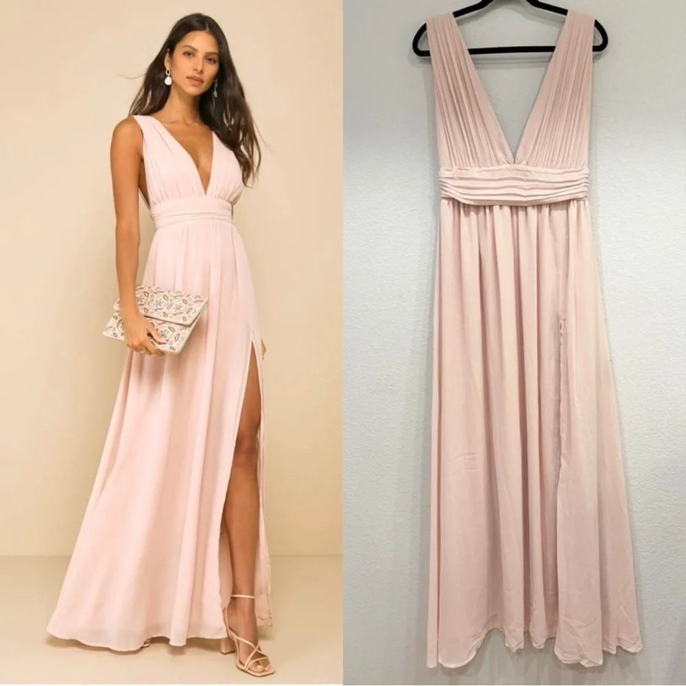 heavenly hues blush maxi dress Pink Heavenly Hues Blush Maxi Dress | Womens | Medium | 100% Polyester | Lulus | Homecoming